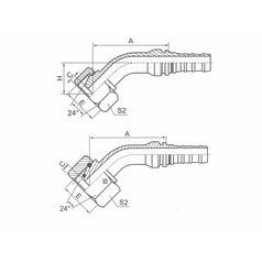 Hydr.konc. DKOS 4SH Interlock DN32 / M52x2 45°